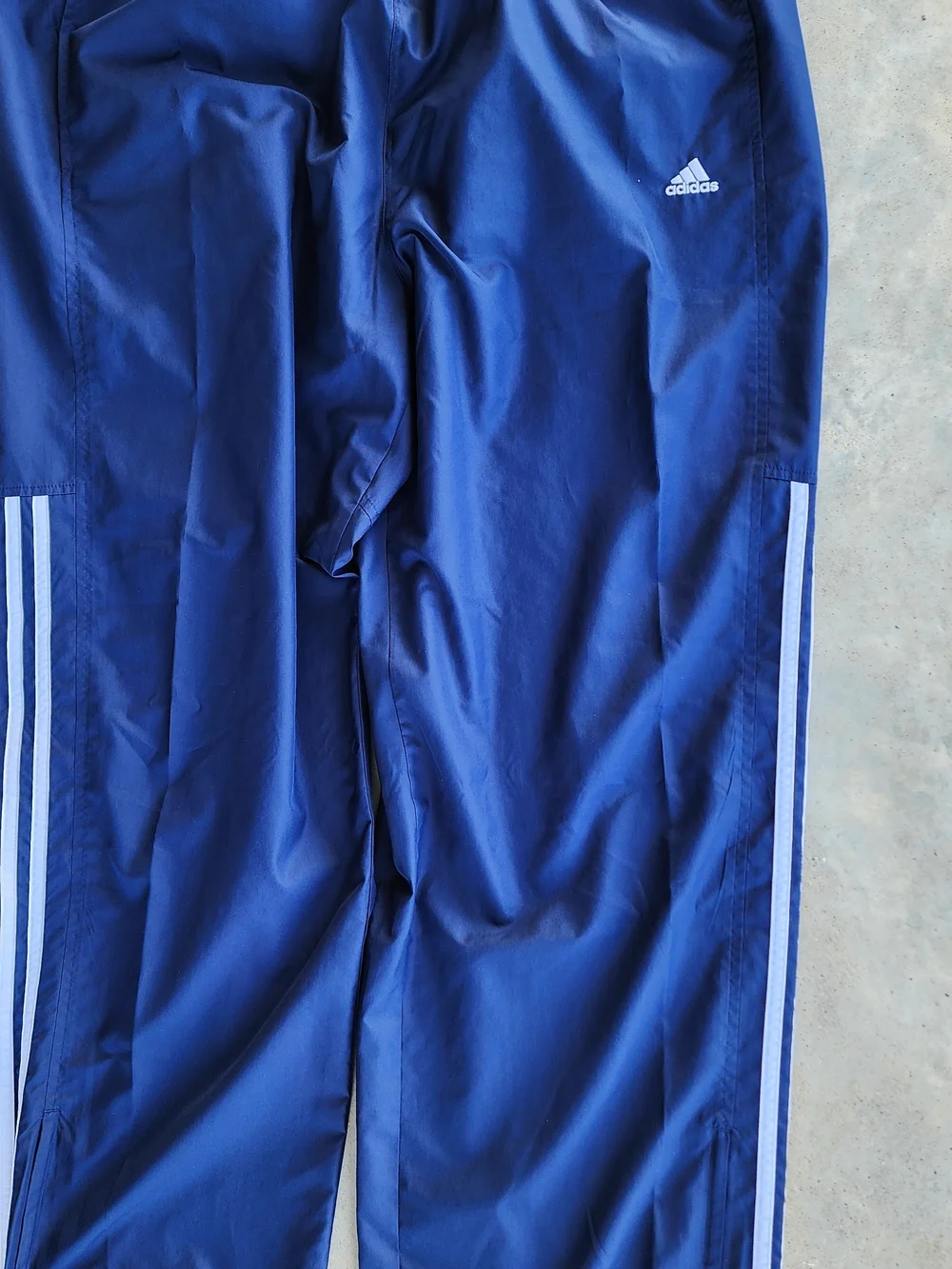 Adidas Navy Blue Track Pants with White Stripes Windbreaker